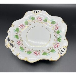 Davenport Longport Staffordshire Footed Compote Bowl Pierced Hand Painted